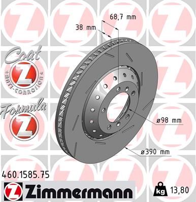 Тормозной диск ZIMMERMANN 460158575