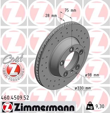 Тормозной диск ZIMMERMANN 460450952