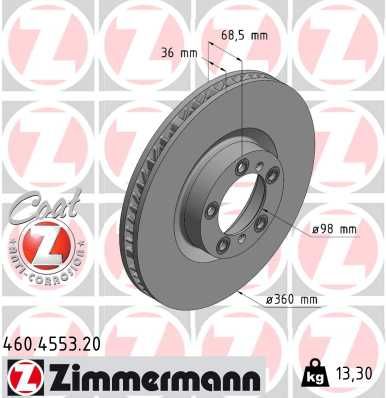 Тормозной диск ZIMMERMANN 460455320