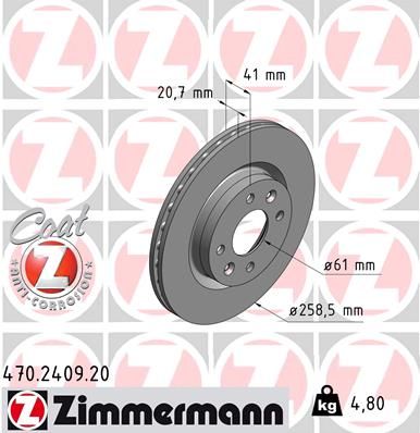 Тормозной диск ZIMMERMANN 470240920