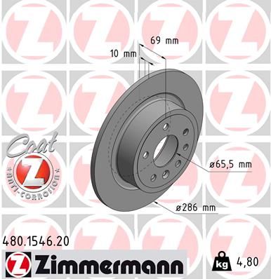 Тормозной диск ZIMMERMANN 480154620