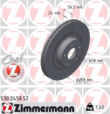 Тормозной диск ZIMMERMANN 530245852