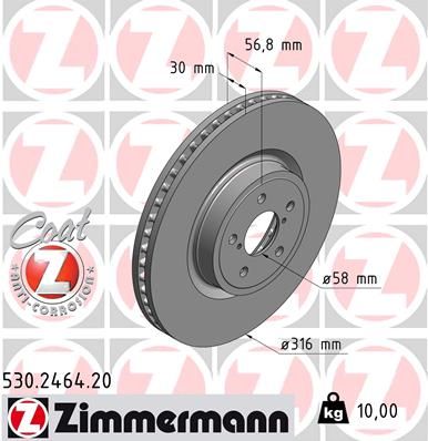 Тормозной диск ZIMMERMANN 530246420