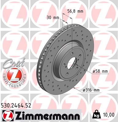 Тормозной диск ZIMMERMANN 530246452