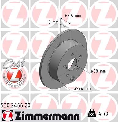 Тормозной диск ZIMMERMANN 530246620