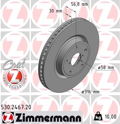Тормозной диск ZIMMERMANN 530246720