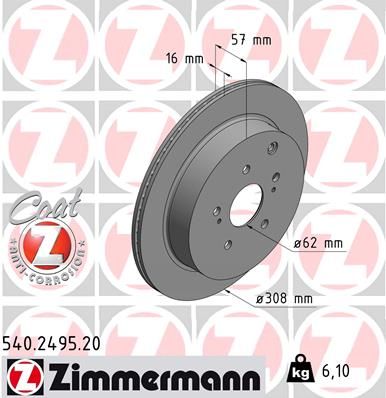 Тормозной диск ZIMMERMANN 540249520