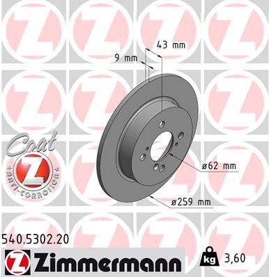 Тормозной диск ZIMMERMANN 540530220