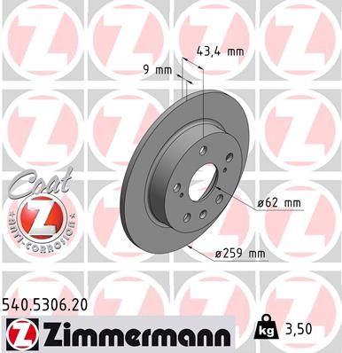Тормозной диск ZIMMERMANN 540530620