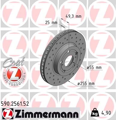 Тормозной диск ZIMMERMANN 590256152