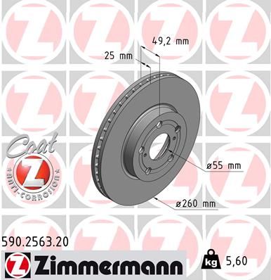 Тормозной диск ZIMMERMANN 590256320