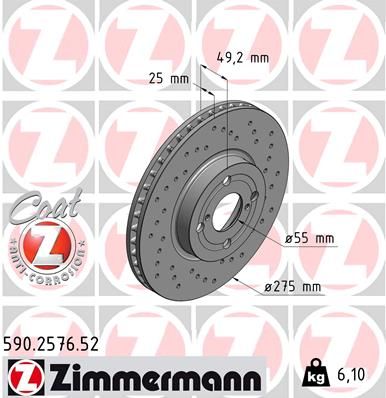 Тормозной диск ZIMMERMANN 590257652