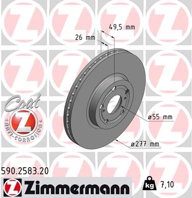 Тормозной диск ZIMMERMANN 590258320