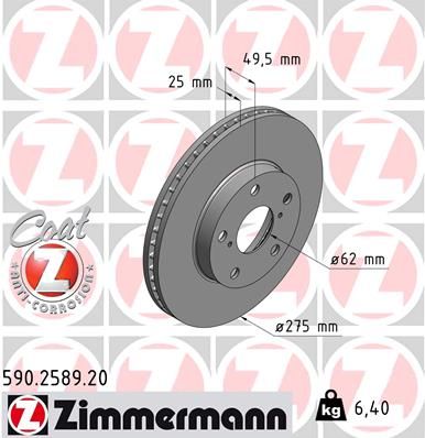 Тормозной диск ZIMMERMANN 590258920