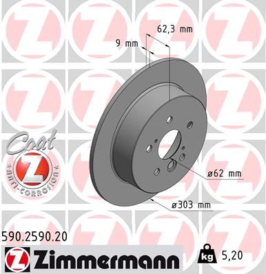 Тормозной диск ZIMMERMANN 590259020