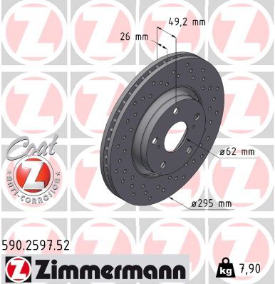 Тормозной диск ZIMMERMANN 590259752