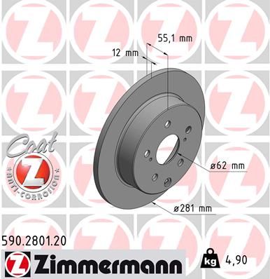 Тормозной диск ZIMMERMANN 590280120