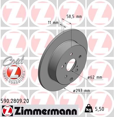 Тормозной диск ZIMMERMANN 590280920