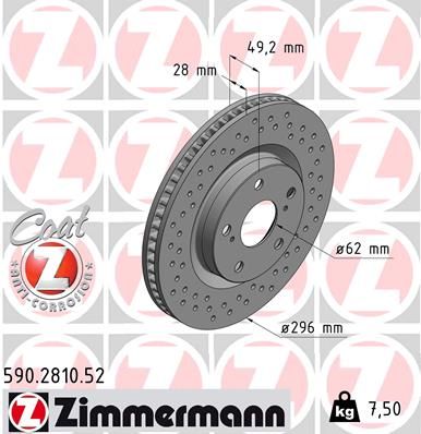 Тормозной диск ZIMMERMANN 590281052