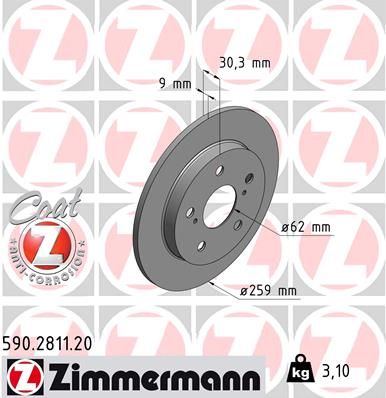 Тормозной диск ZIMMERMANN 590281120
