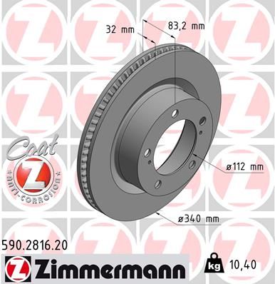 Тормозной диск ZIMMERMANN 590281620