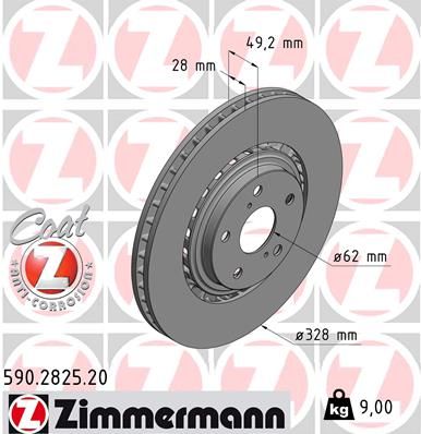 Тормозной диск ZIMMERMANN 590282520
