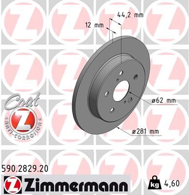 Тормозной диск ZIMMERMANN 590282920