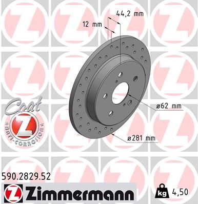 Тормозной диск ZIMMERMANN 590282952