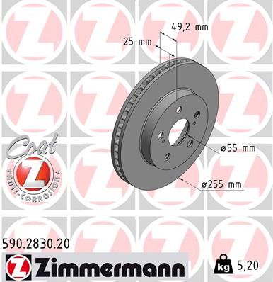 Тормозной диск ZIMMERMANN 590283020