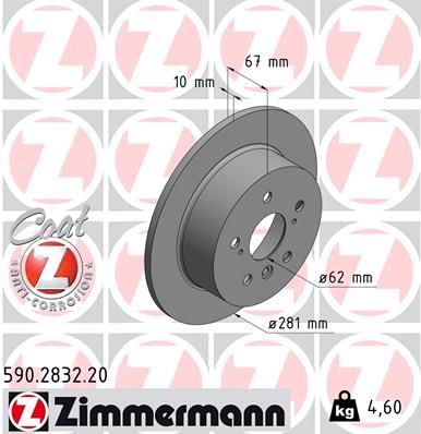 Тормозной диск ZIMMERMANN 590283220