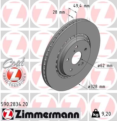 Тормозной диск ZIMMERMANN 590283420