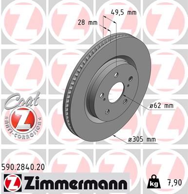 Тормозной диск ZIMMERMANN 590284020