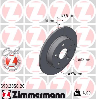 Тормозной диск ZIMMERMANN 590285620