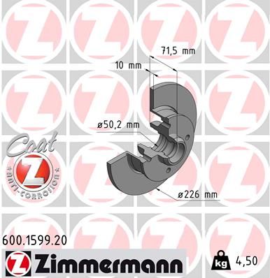 Тормозной диск ZIMMERMANN 600159920