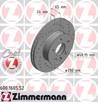 Тормозной диск ZIMMERMANN 600160552