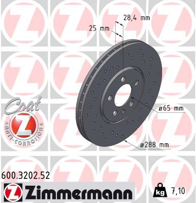 Тормозной диск ZIMMERMANN 600320252