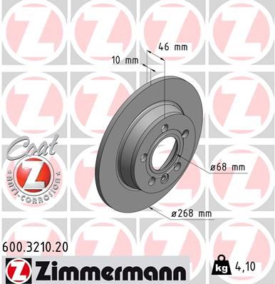 Тормозной диск ZIMMERMANN 600321020