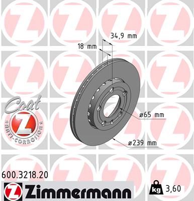 Тормозной диск ZIMMERMANN 600321820