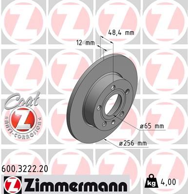 Тормозной диск ZIMMERMANN 600322220
