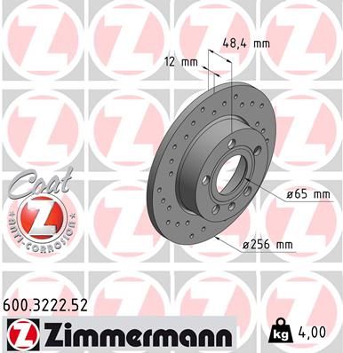 Тормозной диск ZIMMERMANN 600322252