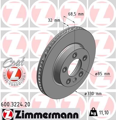 Тормозной диск ZIMMERMANN 600322420