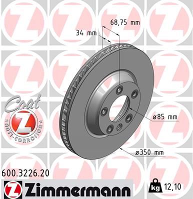 Тормозной диск ZIMMERMANN 600322620