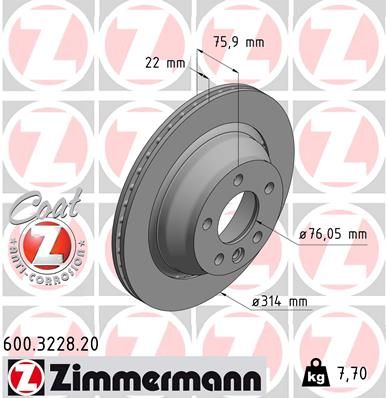 Тормозной диск ZIMMERMANN 600322820