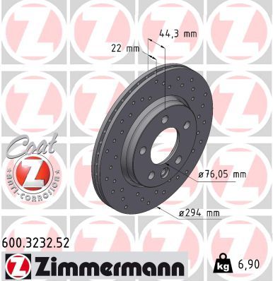 Тормозной диск ZIMMERMANN 600323252