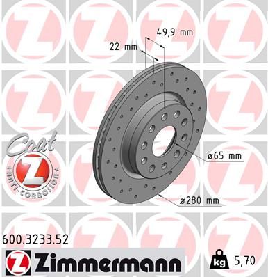 Тормозной диск ZIMMERMANN 600323352