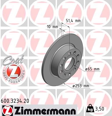 Тормозной диск ZIMMERMANN 600323420