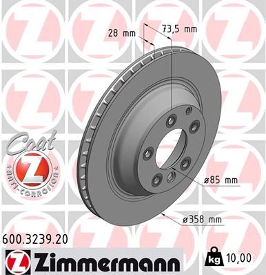 Тормозной диск ZIMMERMANN 600323920