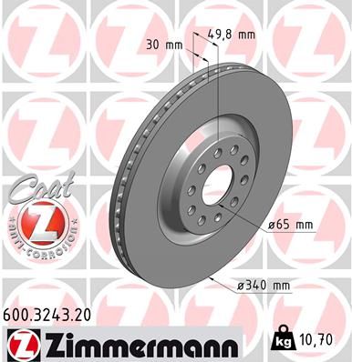 Тормозной диск ZIMMERMANN 600324320
