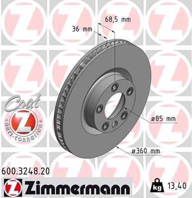 Тормозной диск ZIMMERMANN 600324820