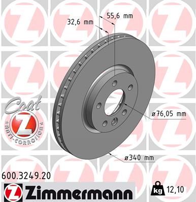Тормозной диск ZIMMERMANN 600324920